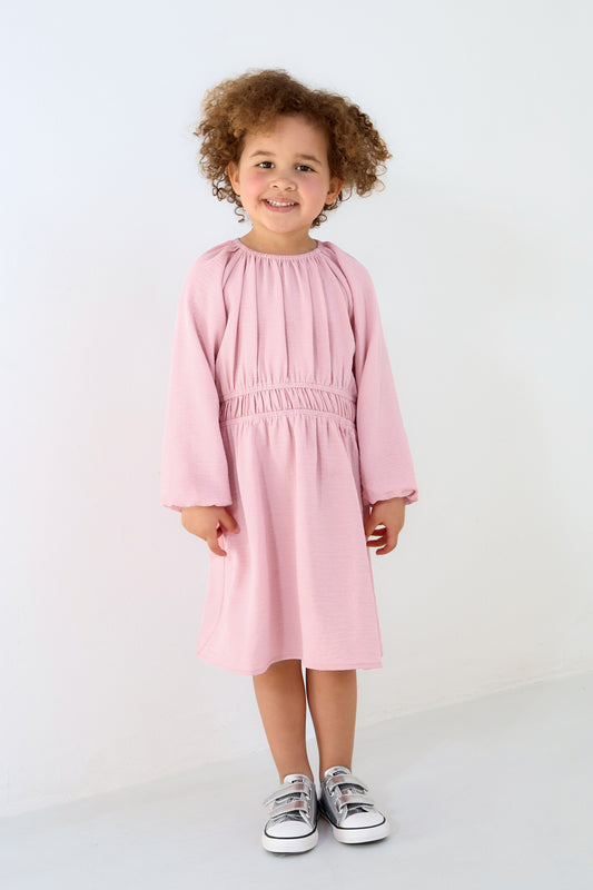 Polyester Vrouwen Mini Jurk Plooien Elastische Taille